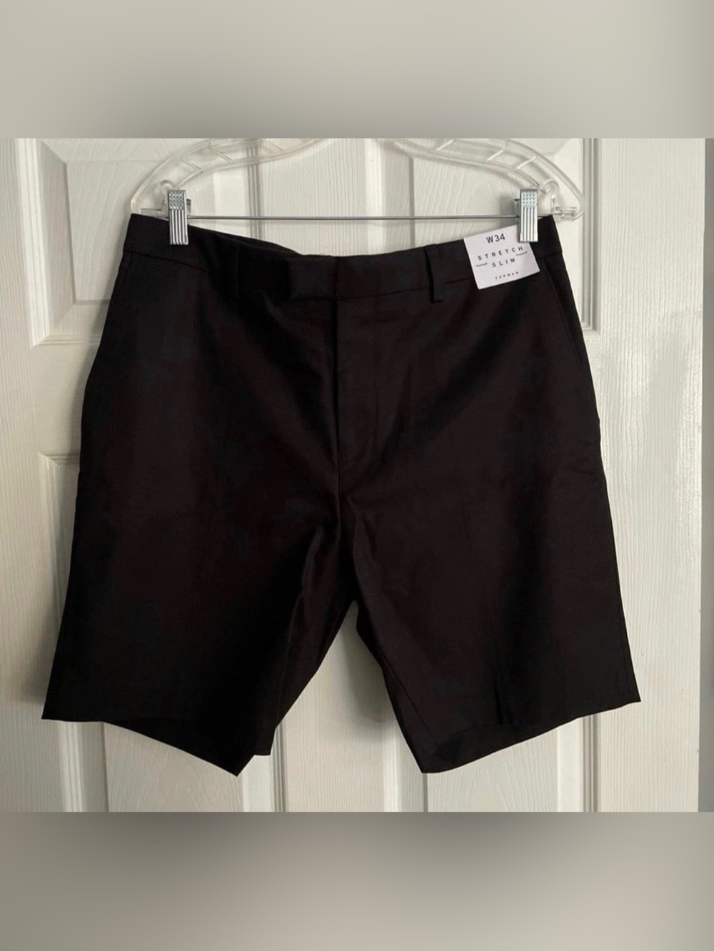 Topman Black Flat Front Slim Shorts NWT